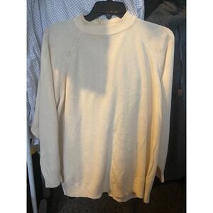 Designers Originals Cream Mock Neck Back Zip Sweater Luxelon Plus Size 2X USA